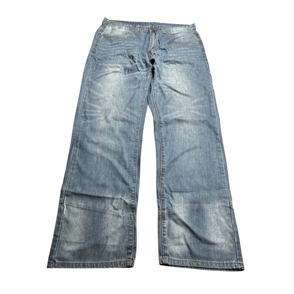 Play Bigg Mens Blue Straight Leg Denim Jeans 36x31 Regular Fit